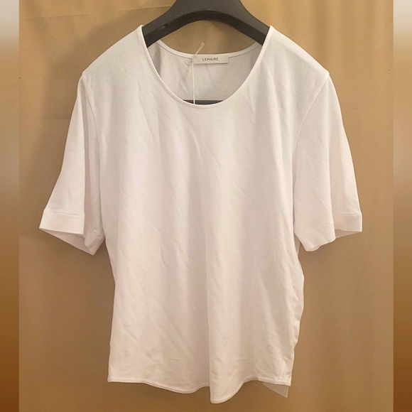 - LEMAIRE-White Scoop Neck T-Shirt - Picture 1 of 9